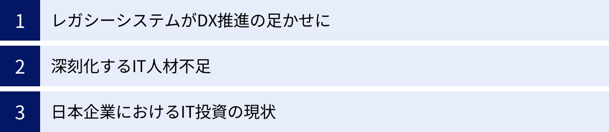 レガシーシステムがDX推進の足かせに、深刻化するIT人材不足、日本企業におけるIT投資の現状
