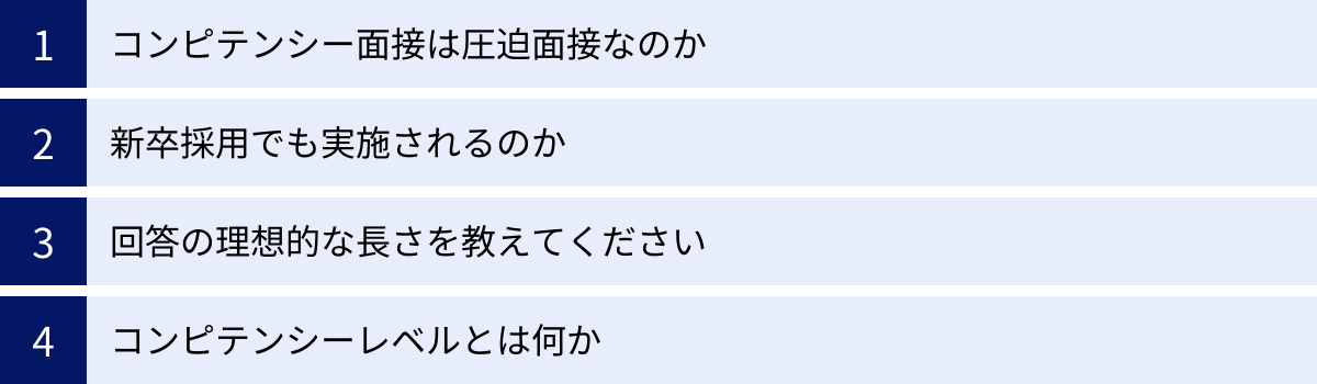 コンピテンシー面接は圧迫面接なのか、新卒採用でも実施されるのか、回答の理想的な長さを教えてください、コンピテンシーレベルとは何か
