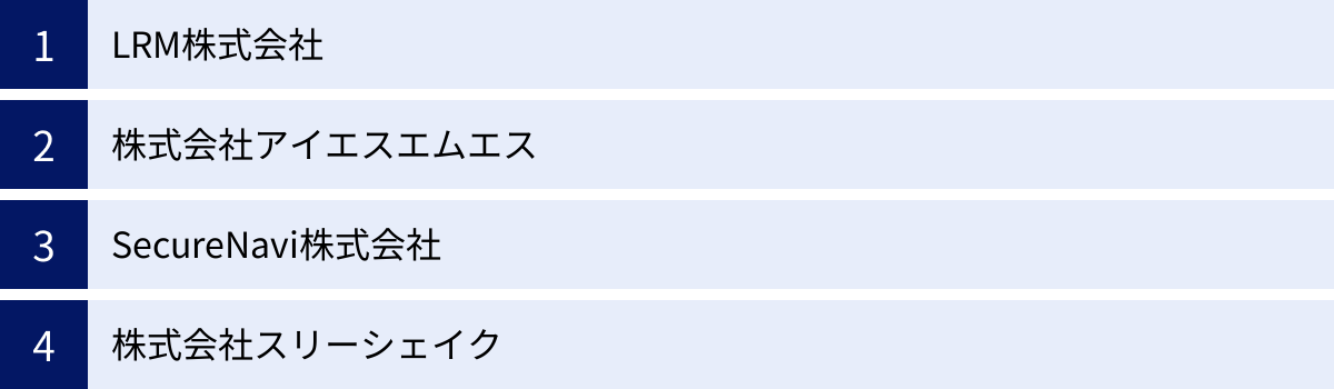LRM株式会社、株式会社アイエスエムエス、SecureNavi株式会社、株式会社スリーシェイク