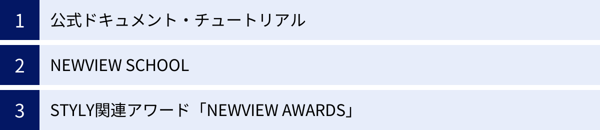公式ドキュメント・チュートリアル、NEWVIEW SCHOOL、STYLY関連アワード「NEWVIEW AWARDS」